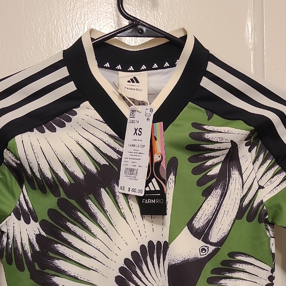 Adidas x Farm Rio Green and Black Graphic Top